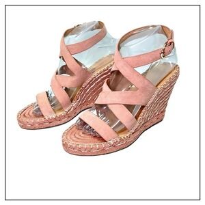 NWOB Joie Leather Espadrille 8 Wedge Heels Ankle Strappy Sandal Open Festival